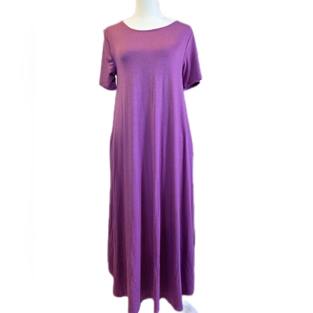 Zenana Outfitters Purple Short-Sleeve Maxi Dress